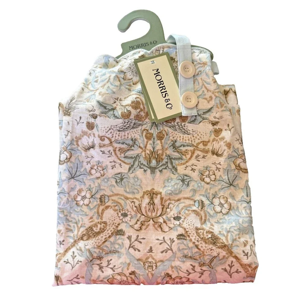 Willam Morris Strawberry Thief Kitchen Bib Chefs Apron 100% Cotton Blue Floral
